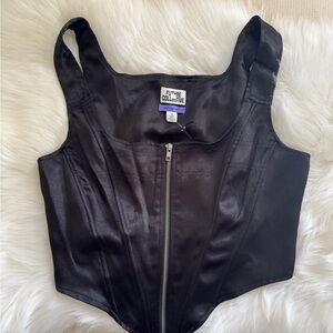 Future Collective Black Satin Corset Top